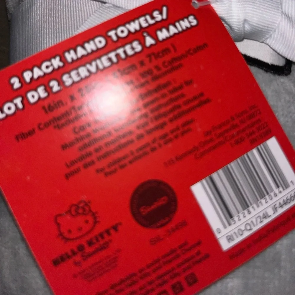 Hello Kitty Grey Hand Towel set of Two